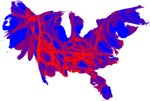 2008 election results with states scaled by population.  See all the blue?